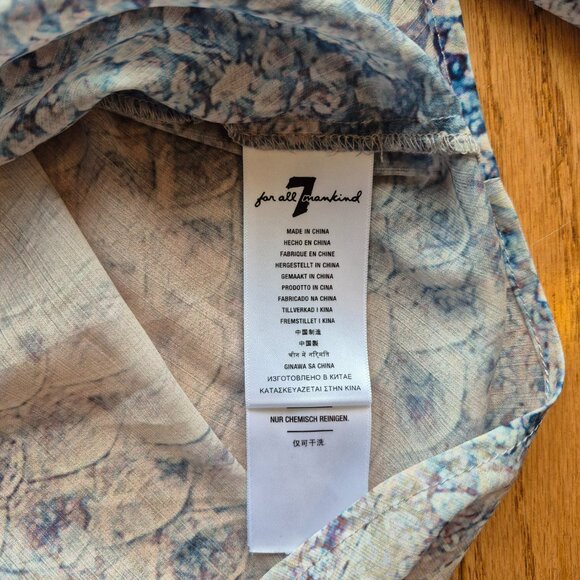 7 For All Mankind Ruffle Cuff Blouse in Pink Snake Print Cuffed Blouse Small - Picture 9 of 12